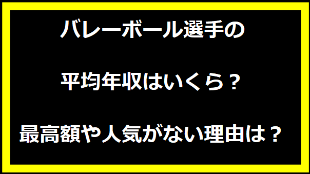 バレーボール選手の平均年収はいくら？最高額や人気がない理由は？